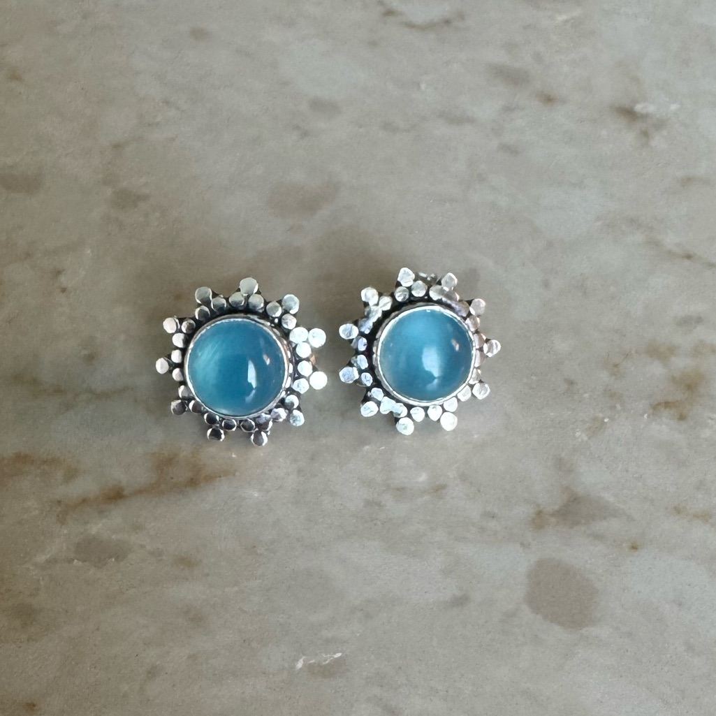 Nwot Sundance Stormy Sky Earrings Blue Chalcedony Sterling Silver 75$